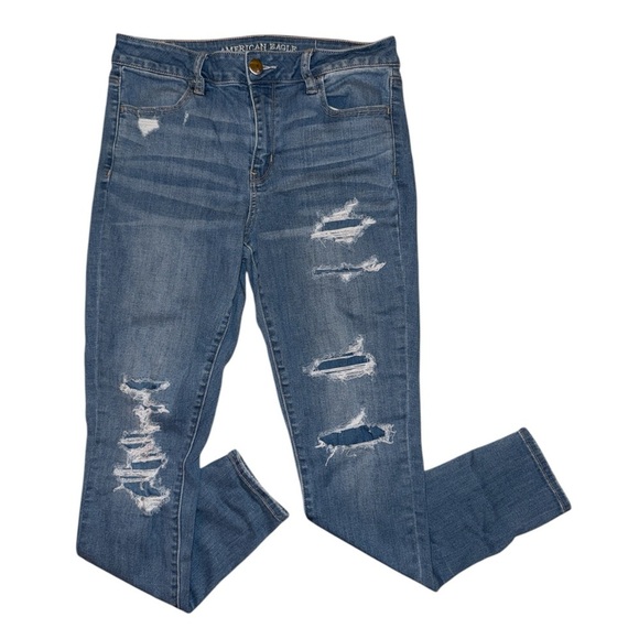 American Eagle Hi-Rise Jegging distressed jeans women’s size 10 regular - Picture 1 of 8